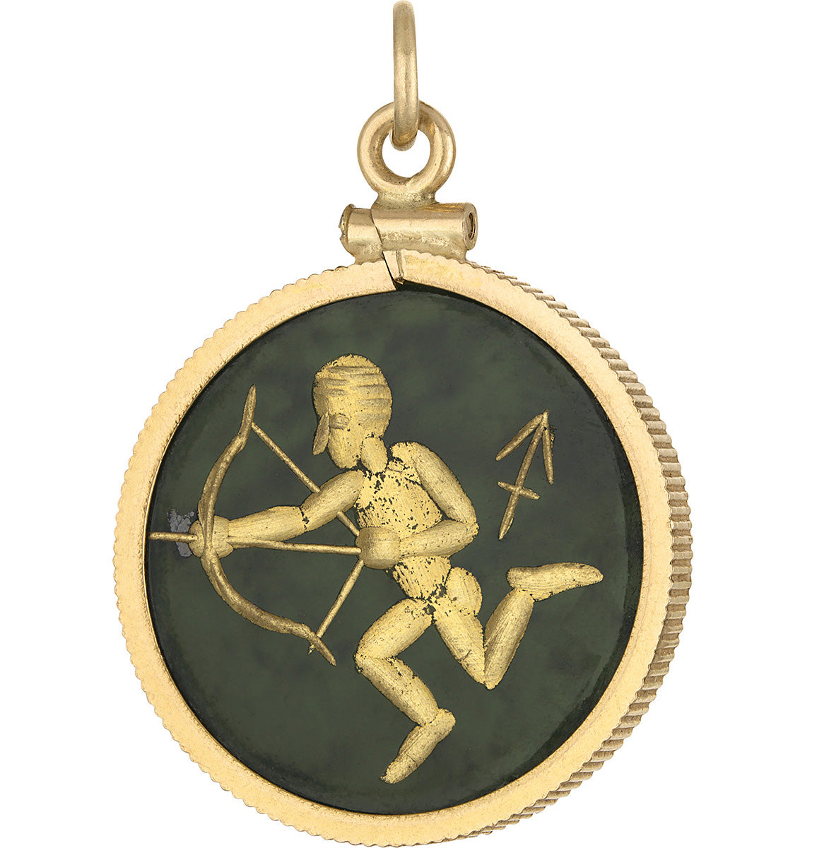 Vintage Jade Sagittarius 14K Gold Charm